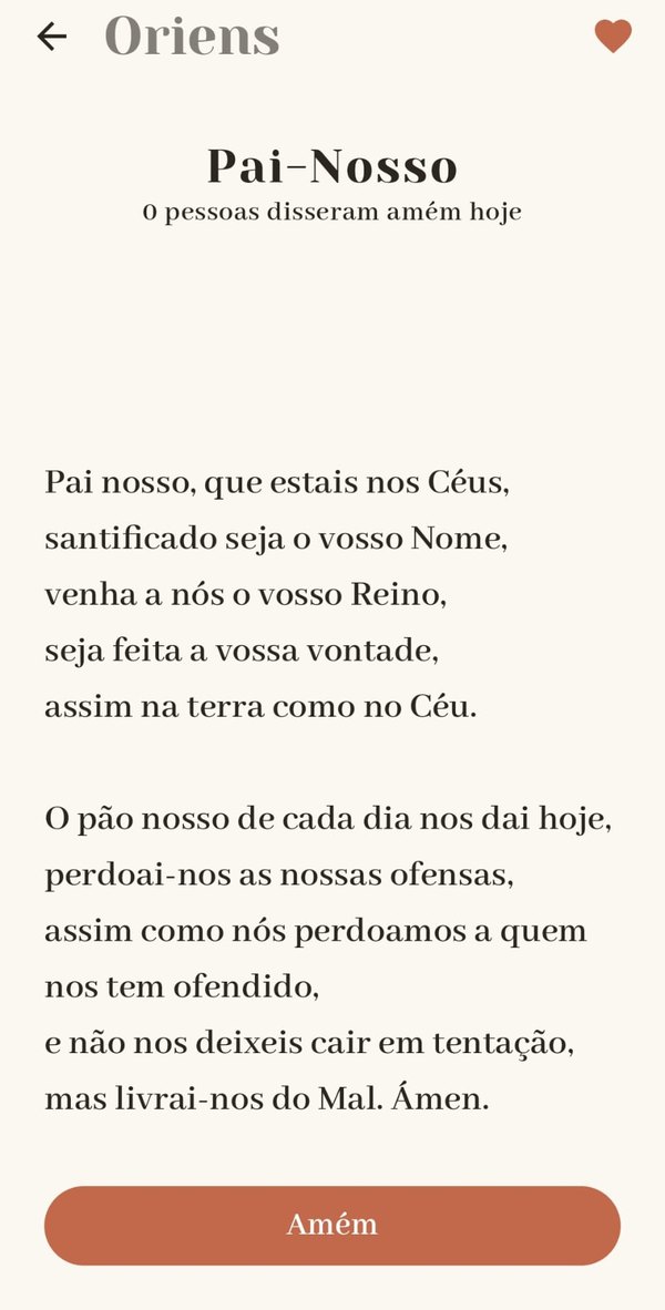 Oração do Pai-Nosso no Oriens com o botão Amém